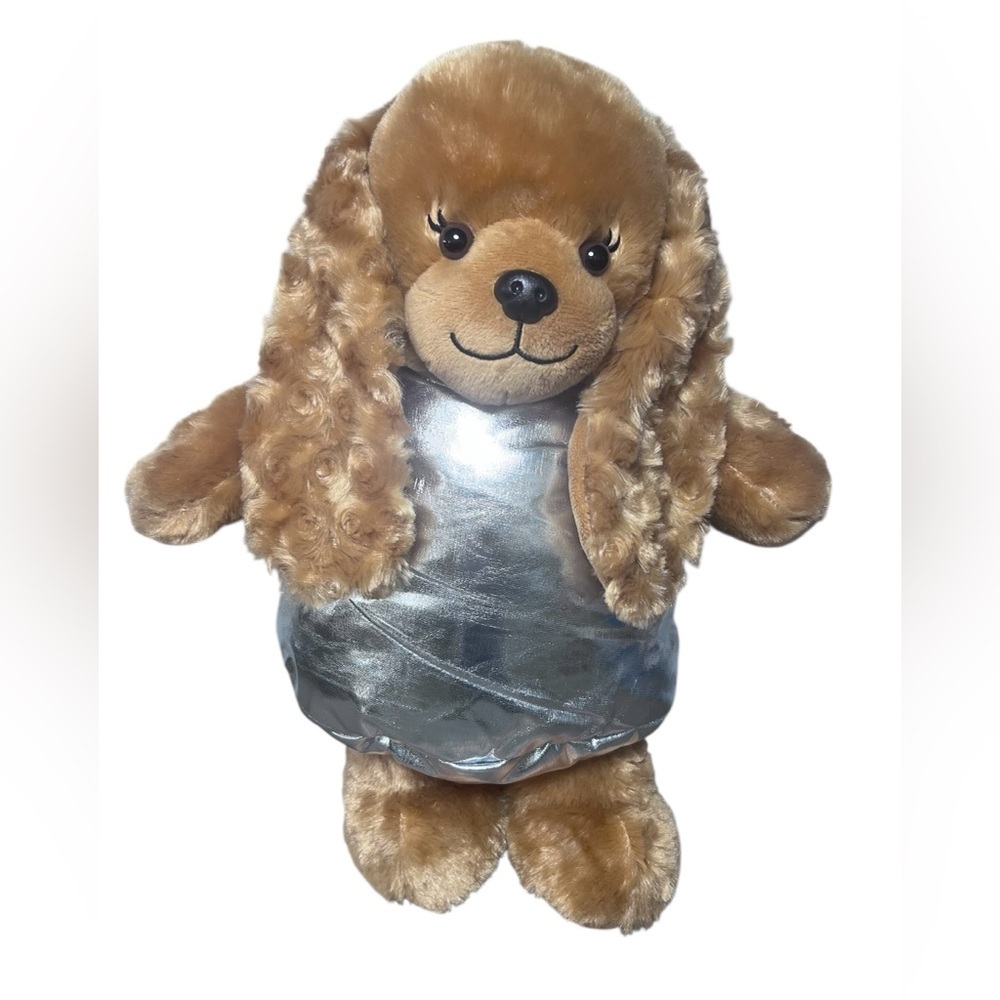 Build-A-Bear Barkleigh Dog Puppy Brown Plush Stuffed Animal in Silver Outfit - Picture 2 of 12